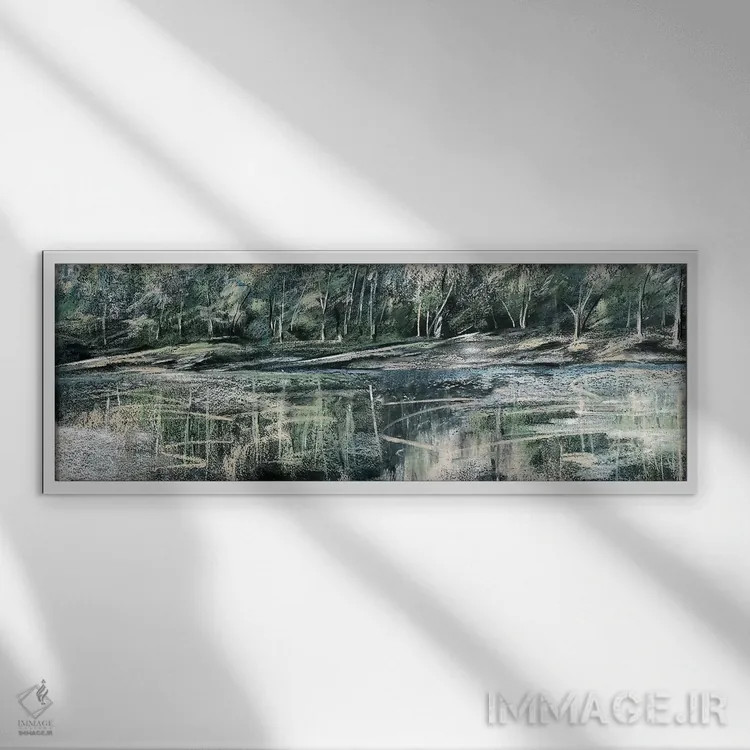 تابلو دکوراتیو مطالعه منظره پاستلی اثر استودیوهای تره سورله - نمای قابدار سفید