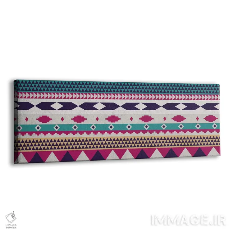 تابلو دکوراتیو نقش قبیله ای بنفش و آبی اثر فایو بای فایو کالکتیو - نمای پرسپکتیو محصول