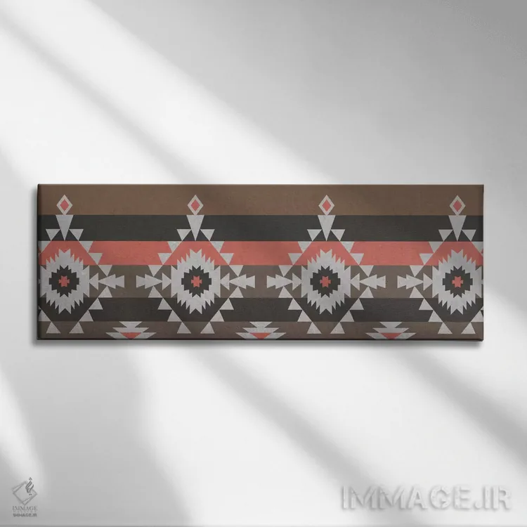 تابلو انتزاعی Black & Red Tribal Pattern I,نقش قبیله ای خاکستری… اثر فایو بای فایو کالکتیو - نمای روبهرو روی دیوار