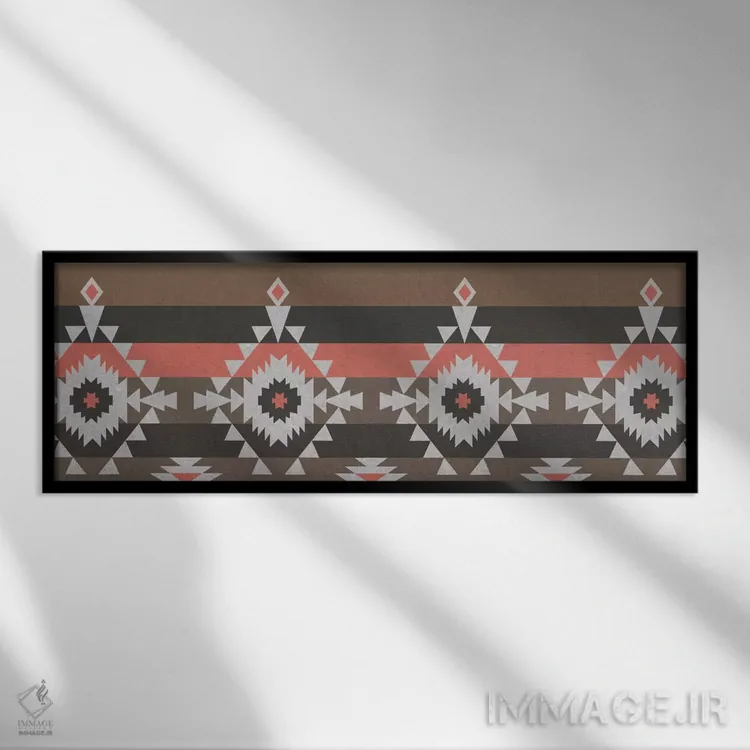 تابلو انتزاعی Black & Red Tribal Pattern I,نقش قبیله ای خاکستری… اثر فایو بای فایو کالکتیو - نمای قابدار مشکی
