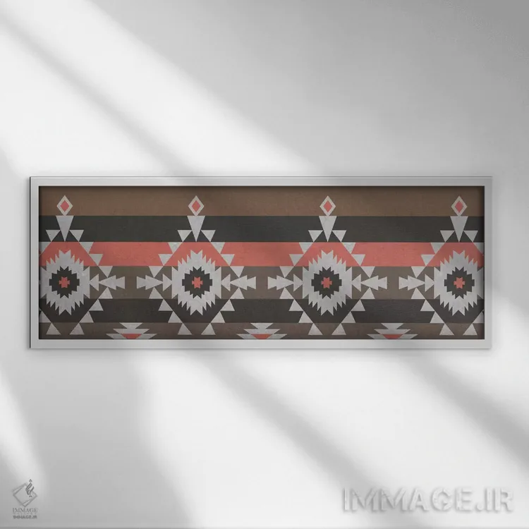 تابلو انتزاعی Black & Red Tribal Pattern I,نقش قبیله ای خاکستری… اثر فایو بای فایو کالکتیو - نمای قابدار سفید