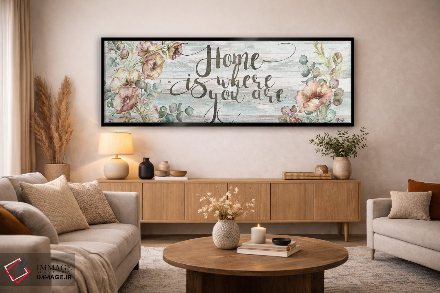 تابلو مدرنی خانه با شقایق سرخ و اکالیپتوس اثر استودیوهای تره سورله - D5B