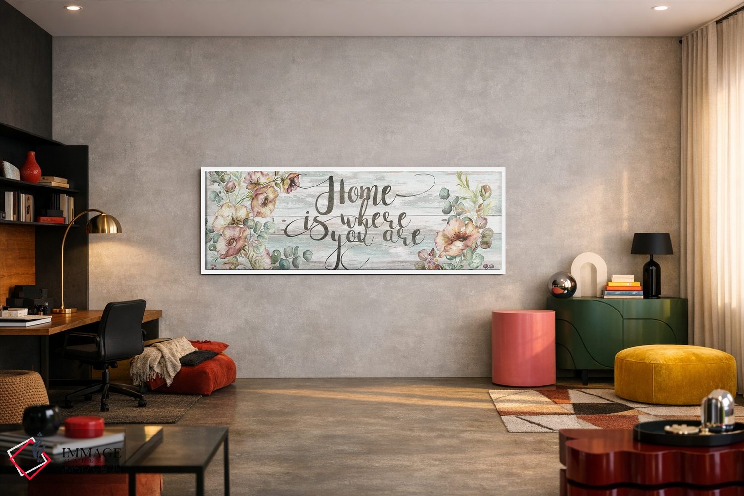 تابلو مدرنی خانه با شقایق سرخ و اکالیپتوس اثر استودیوهای تره سورله - D4W