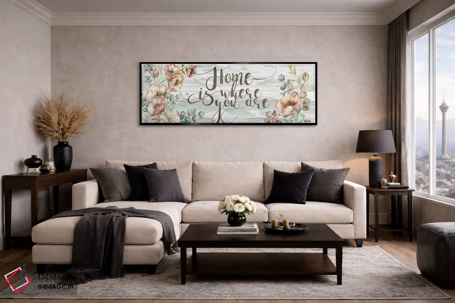 تابلو مدرنی خانه با شقایق سرخ و اکالیپتوس اثر استودیوهای تره سورله - D6B