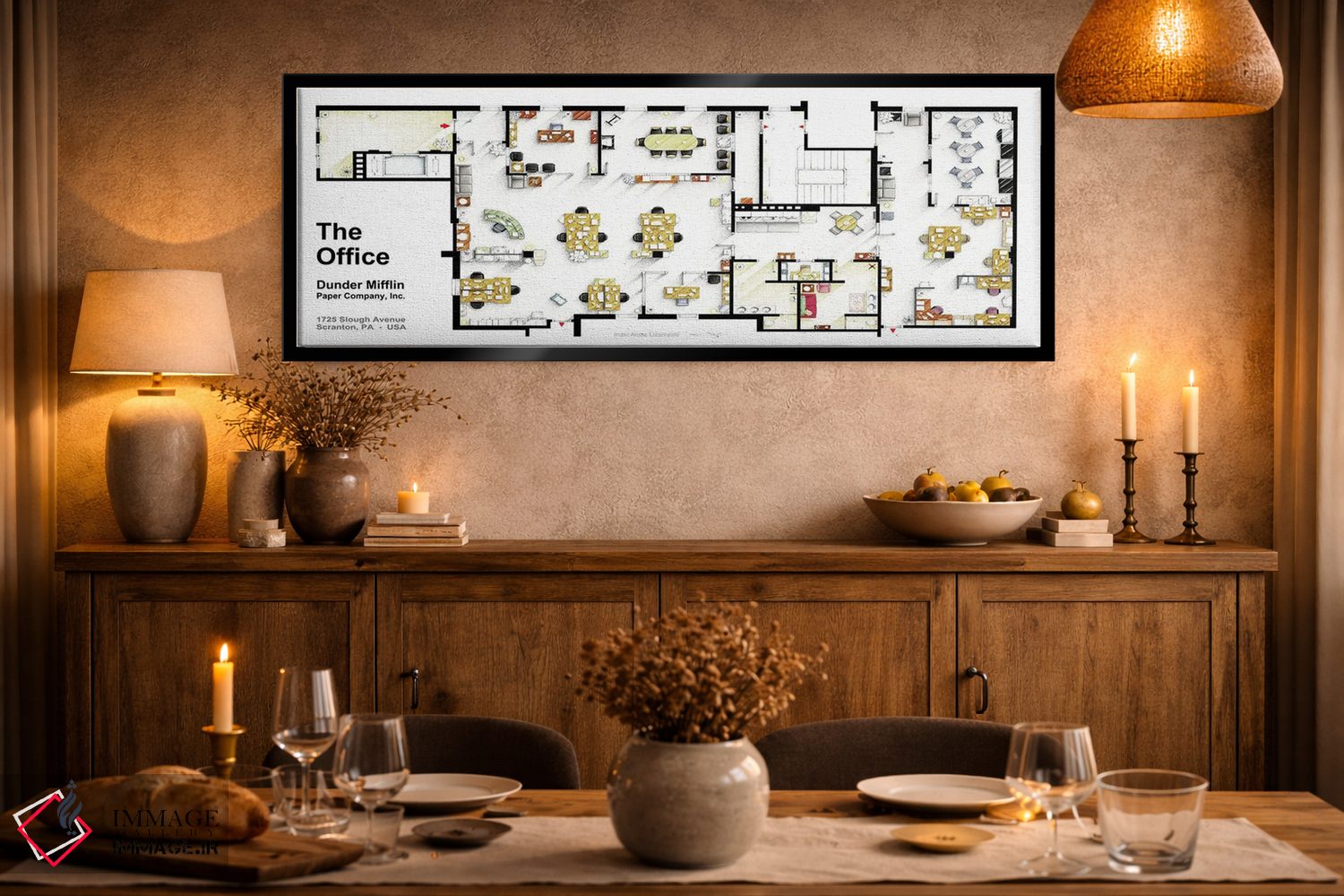 تابلو دکوراتیو نقشه دفاتر شرکت سریال آفیس اثر تی وی فلورپلنز اند مور - D3B