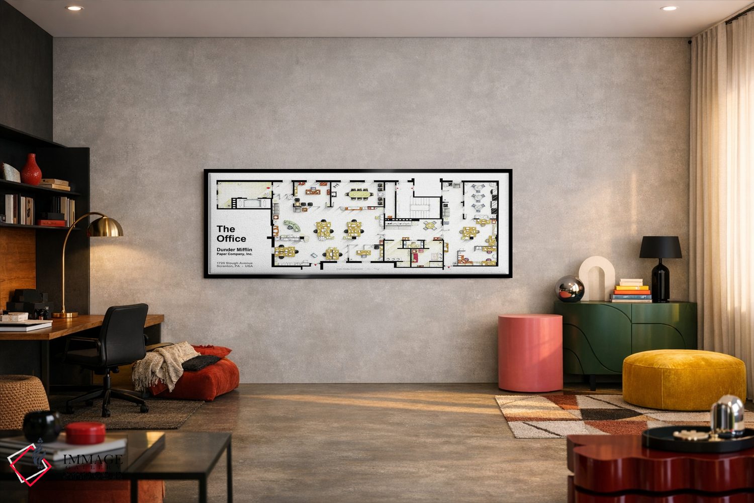 تابلو دکوراتیو نقشه دفاتر شرکت سریال آفیس اثر تی وی فلورپلنز اند مور - D6B
