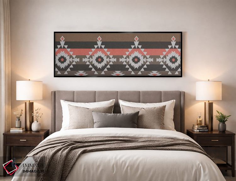 تابلو انتزاعی Black & Red Tribal Pattern I,نقش قبیله ای خاکستری… اثر فایو بای فایو کالکتیو - D5B