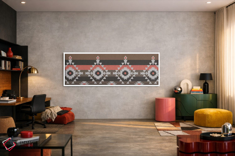 تابلو انتزاعی Black & Red Tribal Pattern I,نقش قبیله ای خاکستری… اثر فایو بای فایو کالکتیو - D4W