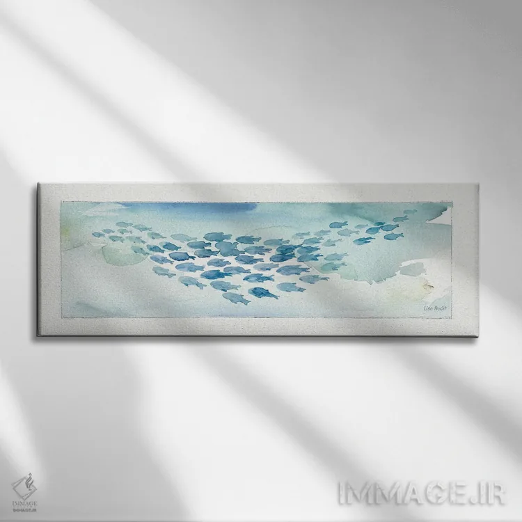 تابلو دکوراتیو زندگی دریایی یک اثر لیزا آدیت - نمای روبهرو روی دیوار