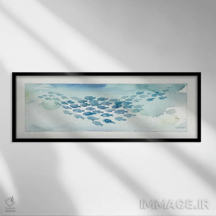 تابلو دکوراتیو زندگی دریایی یک اثر لیزا آدیت - نمای قابدار مشکی