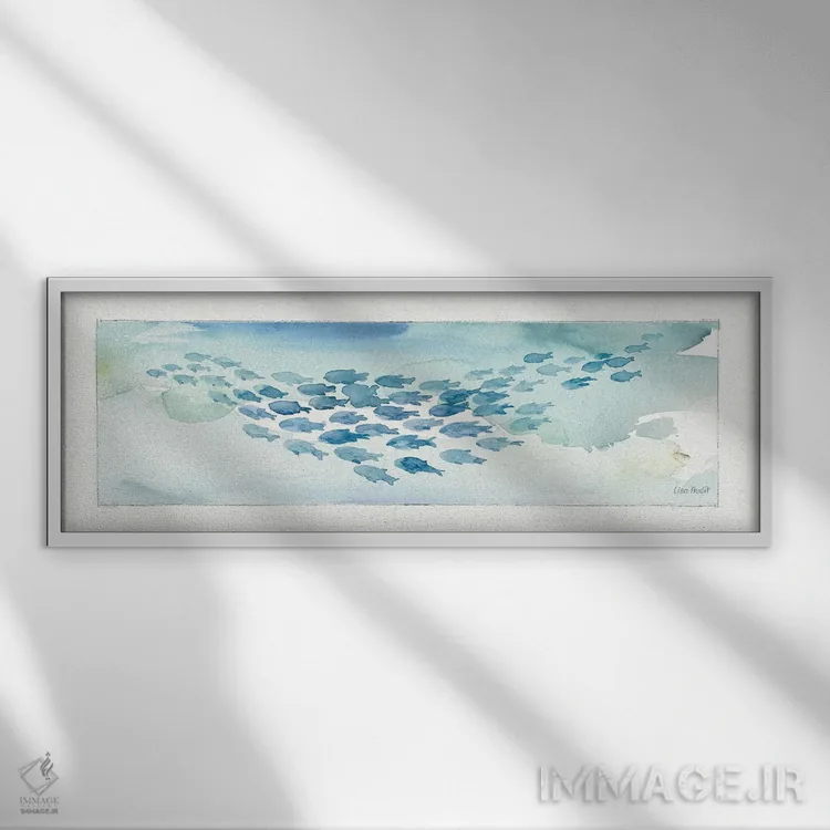 تابلو دکوراتیو زندگی دریایی یک اثر لیزا آدیت - نمای قابدار سفید