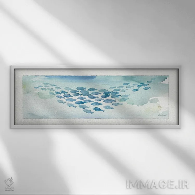 تابلو دکوراتیو زندگی دریایی یک اثر لیزا آدیت - نمای قابدار سفید