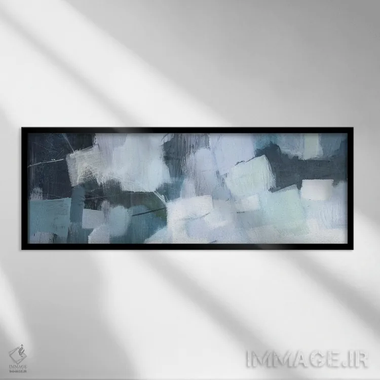 تابلو دکوراتیو سیلاب آبی ۱ اثر ویکتوریا بورگز - نمای قابدار مشکی