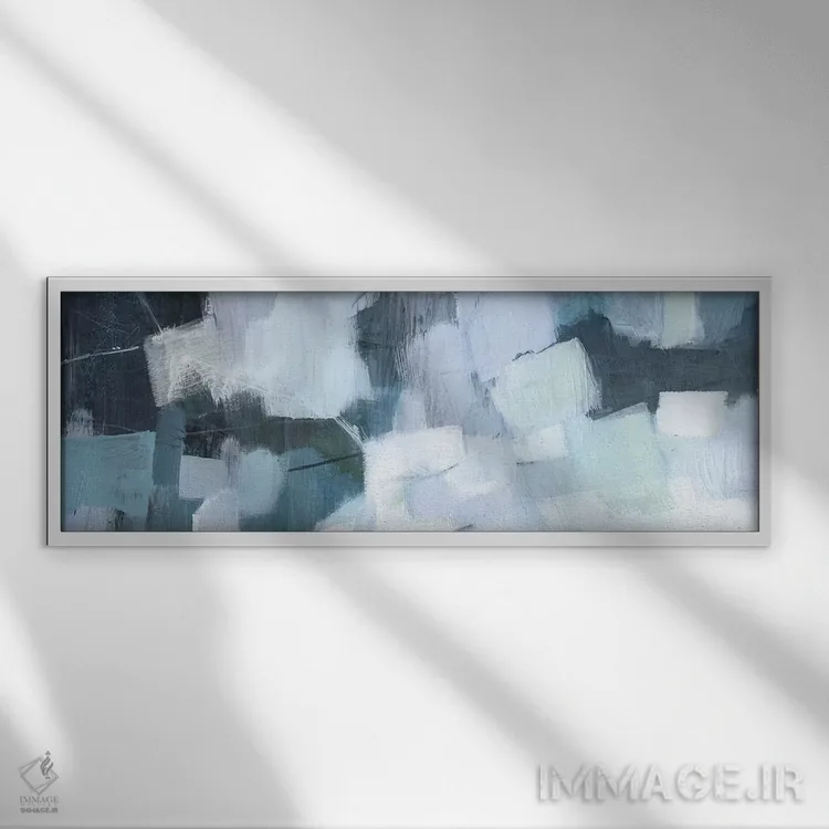 تابلو دکوراتیو سیلاب آبی ۱ اثر ویکتوریا بورگز - نمای قابدار سفید