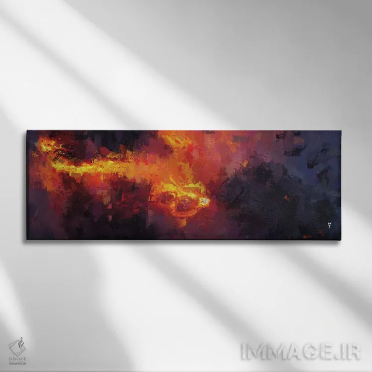 تابلو انتزاعی نفس هفائستوس اثر وان کردی - نمای روبهرو روی دیوار