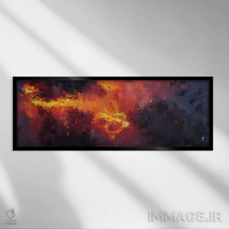 تابلو انتزاعی نفس هفائستوس اثر وان کردی - نمای قابدار مشکی