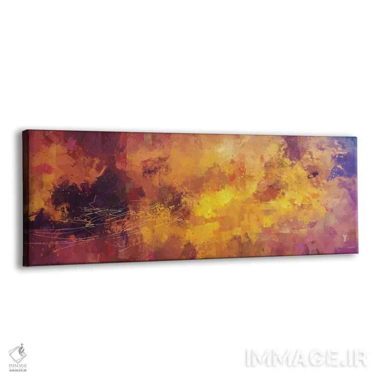 تابلو دکوراتیو انتزاعی سرخ و زرد اثر وان کردی - نمای پرسپکتیو محصول