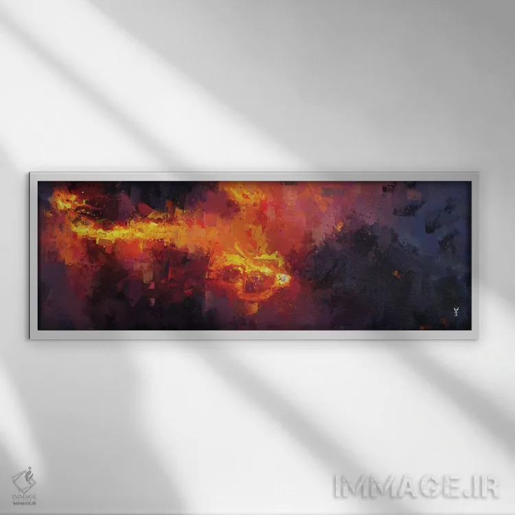 تابلو انتزاعی نفس هفائستوس اثر وان کردی - نمای قابدار سفید