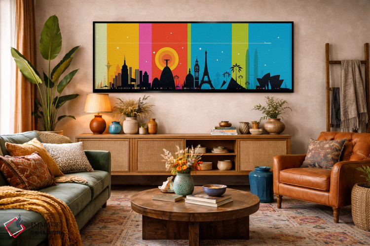 تابلو مدرن آیکون های جهان اثر بو لوندبرگ - D3B