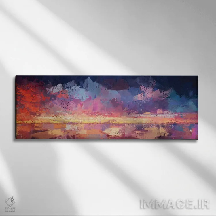 تابلو انتزاعی غروب در ماتریکس اثر وان کردی - نمای روبهرو روی دیوار