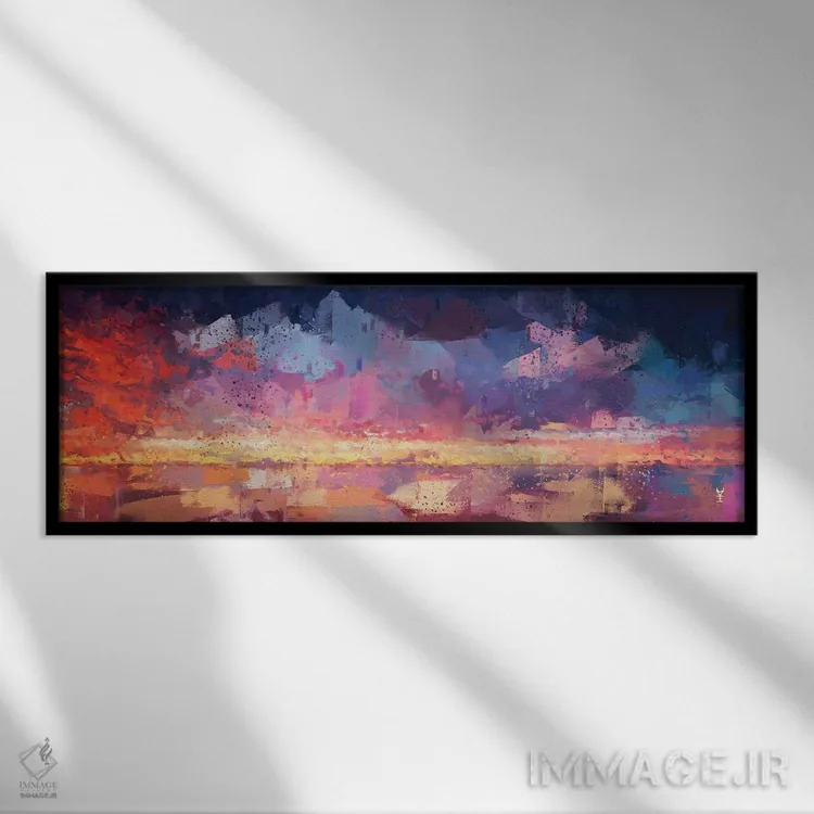 تابلو انتزاعی غروب در ماتریکس اثر وان کردی - نمای قابدار مشکی