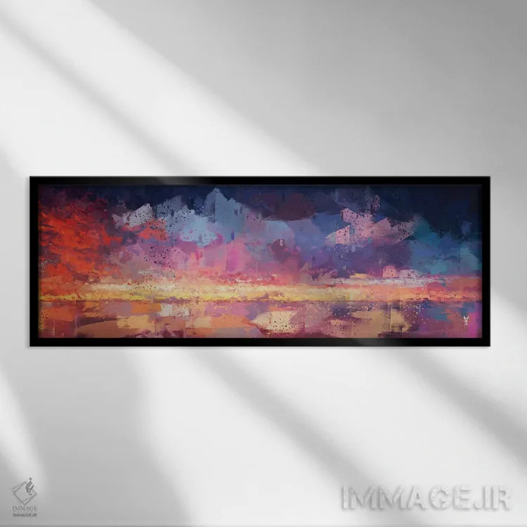 تابلو انتزاعی غروب در ماتریکس اثر وان کردی - نمای قابدار مشکی