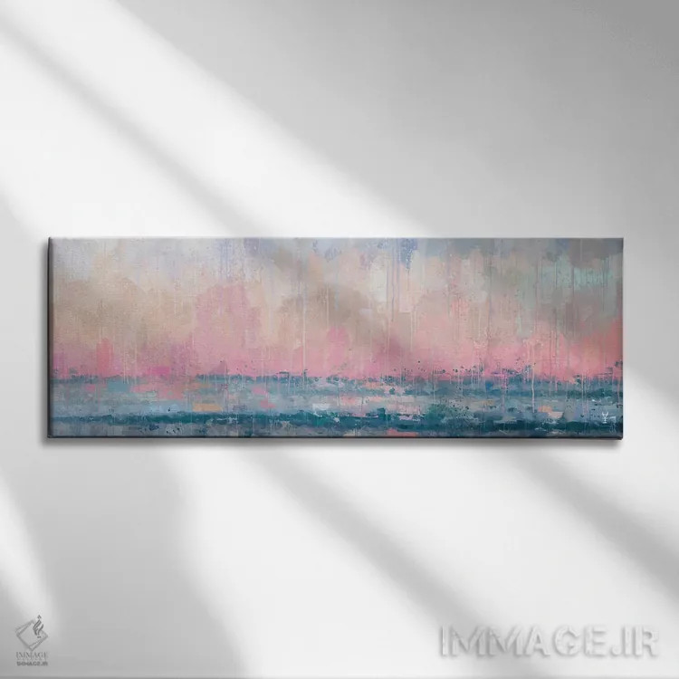 تابلو انتزاعی آرامش پاستلی اثر وان کردی - نمای روبهرو روی دیوار