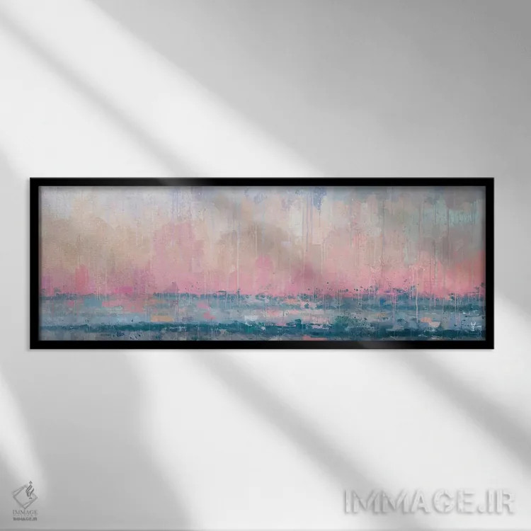 تابلو انتزاعی آرامش پاستلی اثر وان کردی - نمای قابدار مشکی