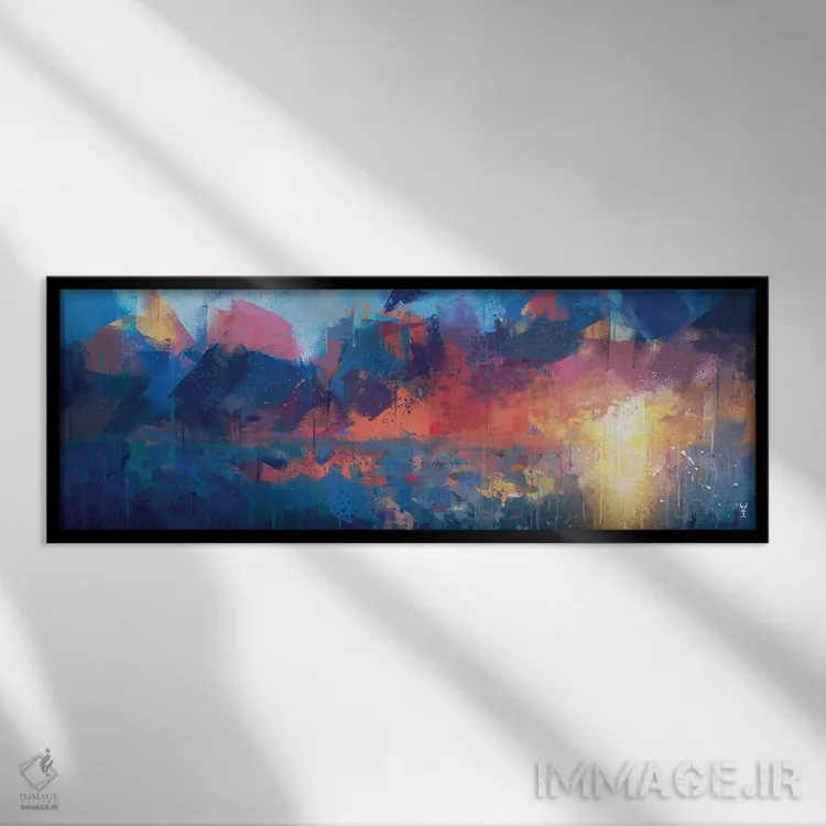 تابلو انتزاعی کبالت سرکش اثر وان کردی - نمای قابدار مشکی