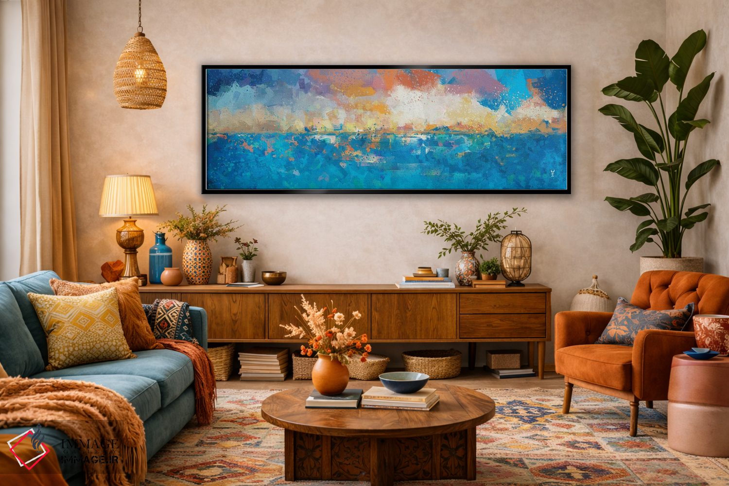 تابلو انتزاعی منظره دریایی در غروب یک اثر وان کردی - D2B