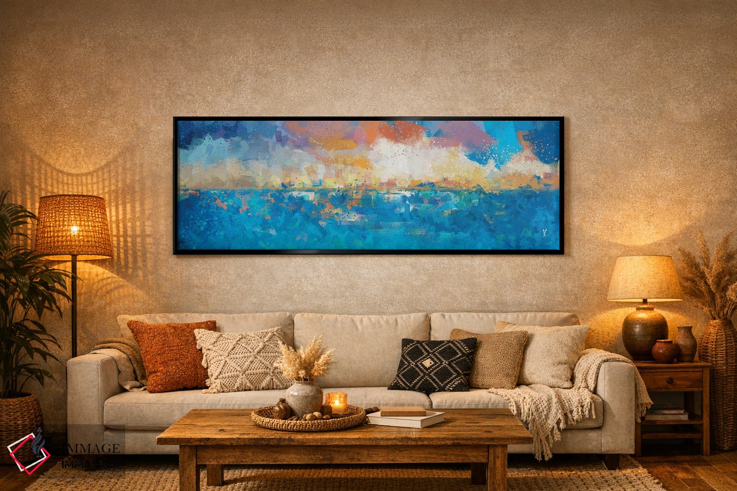 تابلو انتزاعی منظره دریایی در غروب یک اثر وان کردی - D6B