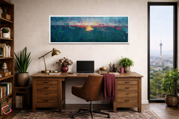 تابلو انتزاعی منظره دریایی در غروب سه اثر وان کردی - D2W