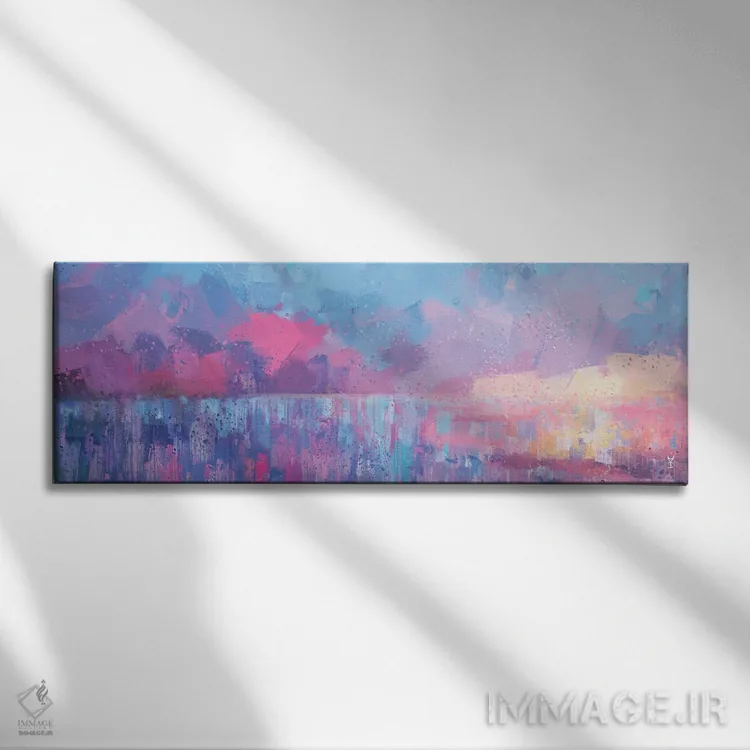 تابلو دکوراتیو طلوع انتزاعی اثر وان کردی - نمای روبهرو روی دیوار