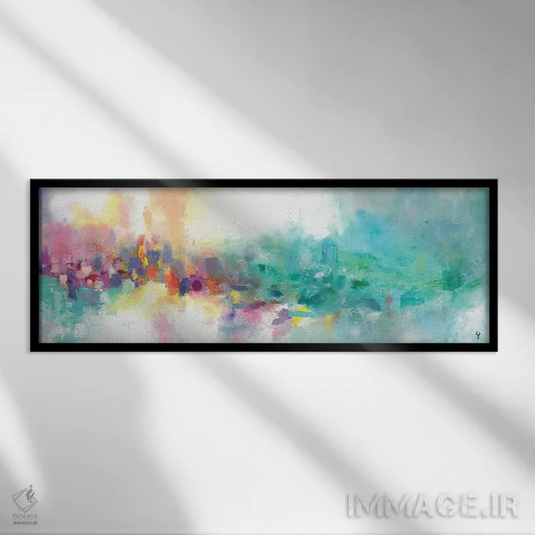 تابلو دکوراتیو آسمان پاستلی اثر وان کردی - نمای قابدار مشکی