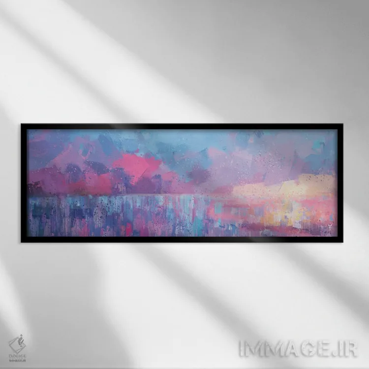 تابلو دکوراتیو طلوع انتزاعی اثر وان کردی - نمای قابدار مشکی