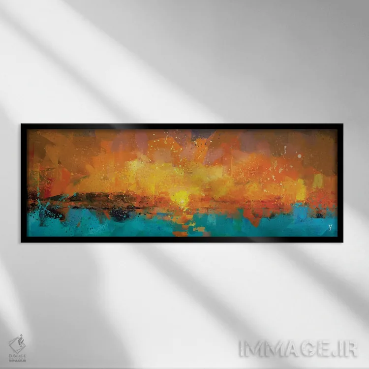 تابلو دکوراتیو طلوع نارنجی اثر وان کردی - نمای قابدار مشکی