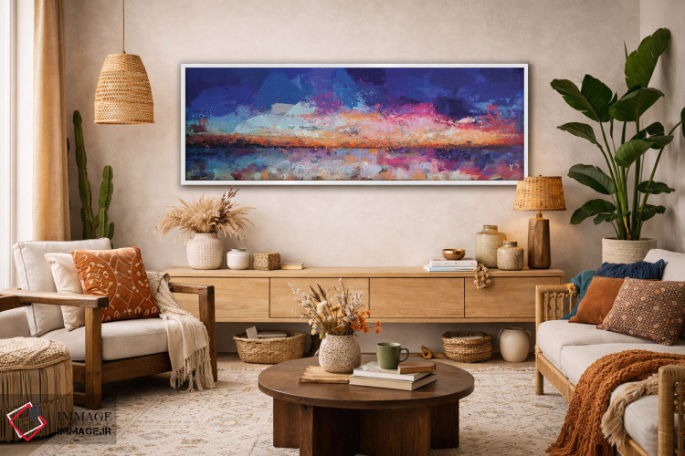 تابلو انتزاعی منظره دریایی در غروب دو اثر وان کردی - D2W