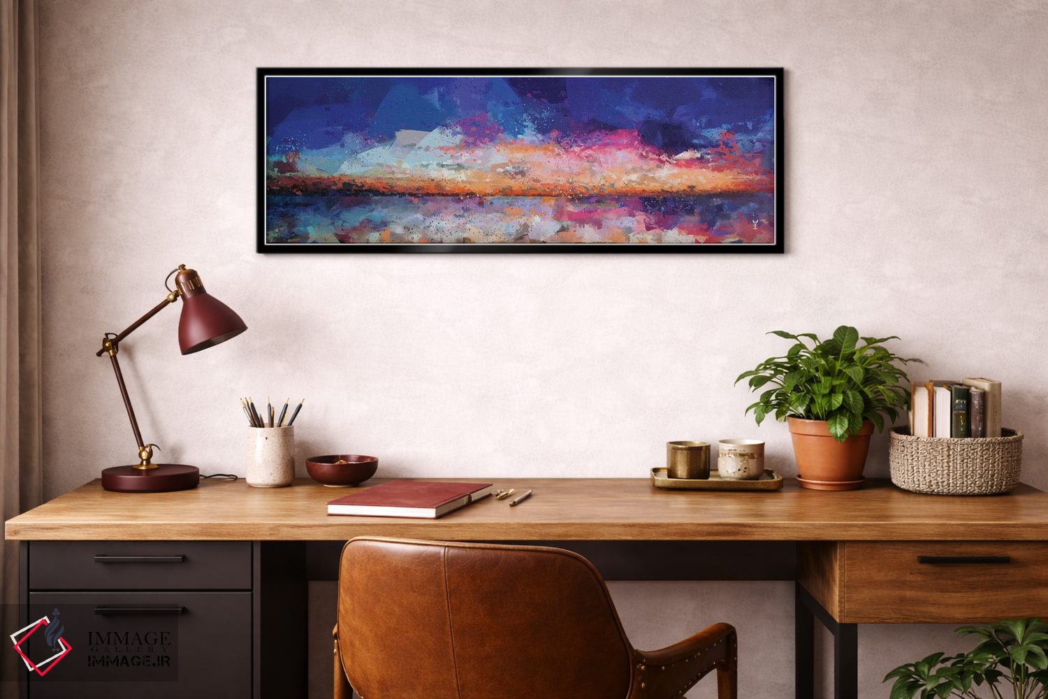 تابلو انتزاعی منظره دریایی در غروب دو اثر وان کردی - D4B