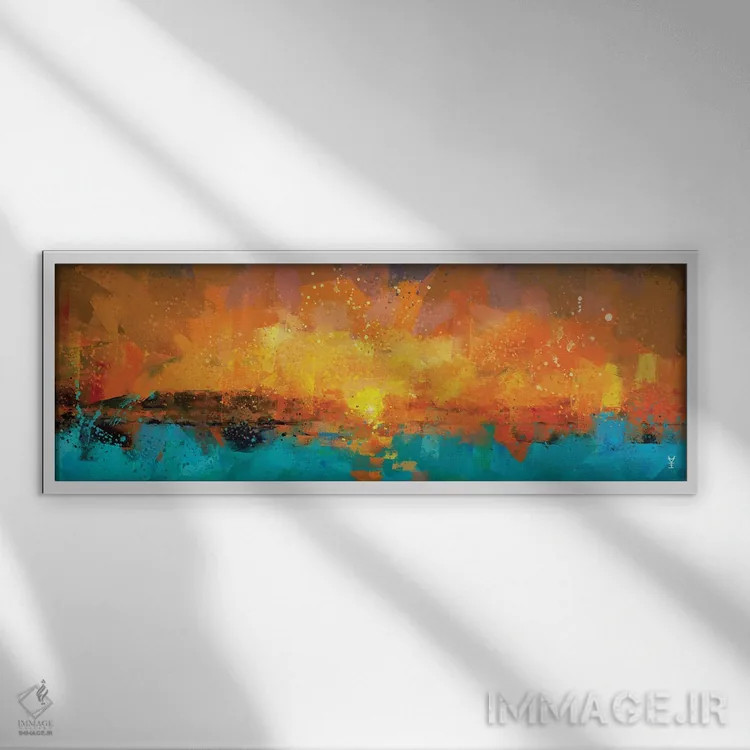 تابلو دکوراتیو طلوع نارنجی اثر وان کردی - نمای قابدار سفید