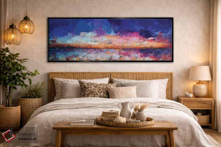 تابلو انتزاعی منظره دریایی در غروب دو اثر وان کردی - D6B