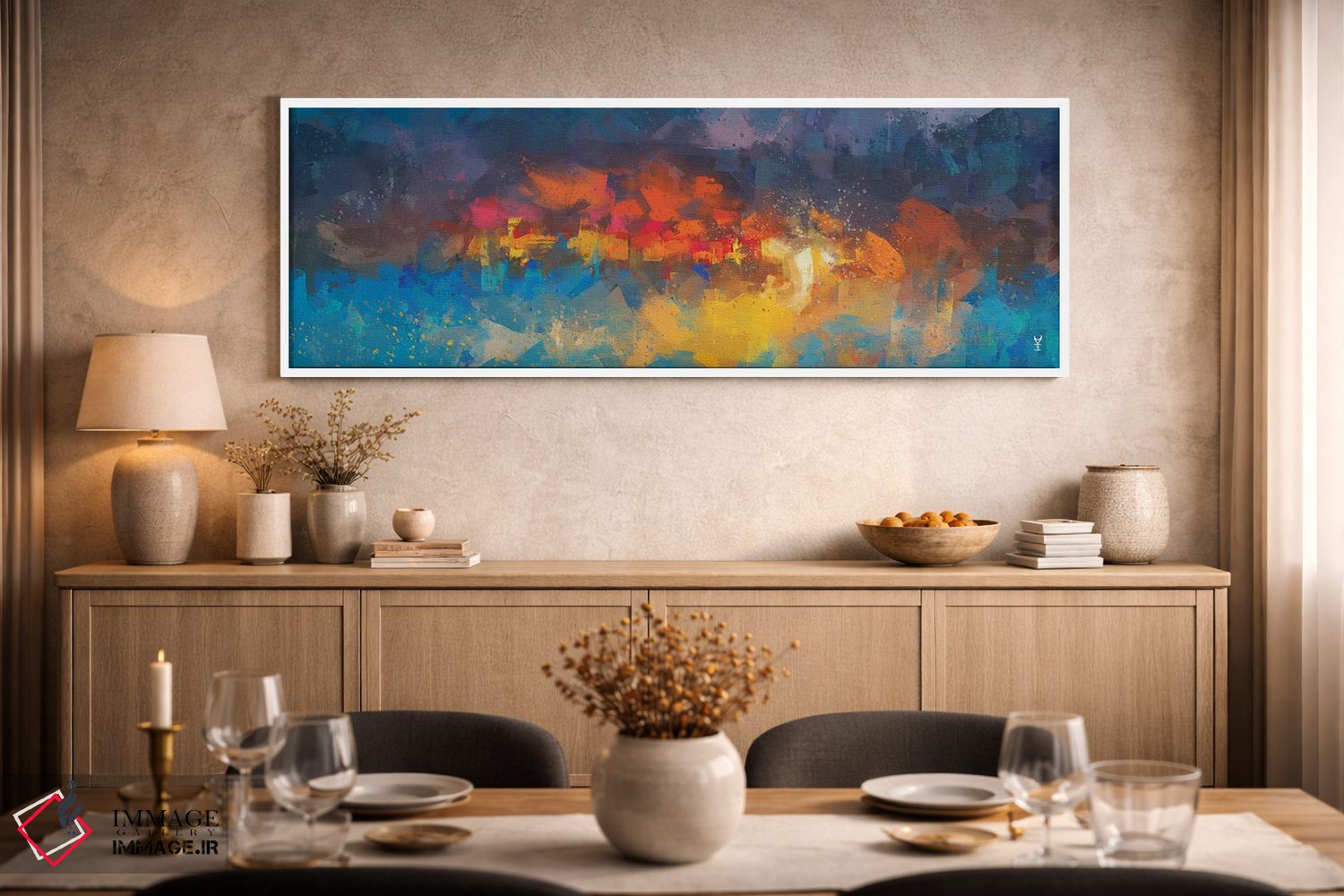 تابلو انتزاعی برخاستن ققنوس اثر وان کردی - D1W