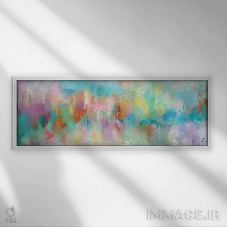 تابلو دکوراتیو رقص پاستلی اثر وان کردی - نمای قابدار سفید