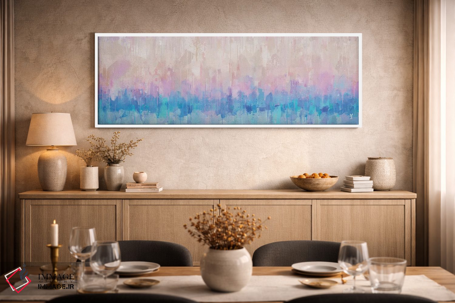 تابلو انتزاعی بارش پاستلی اثر وان کردی - D2W