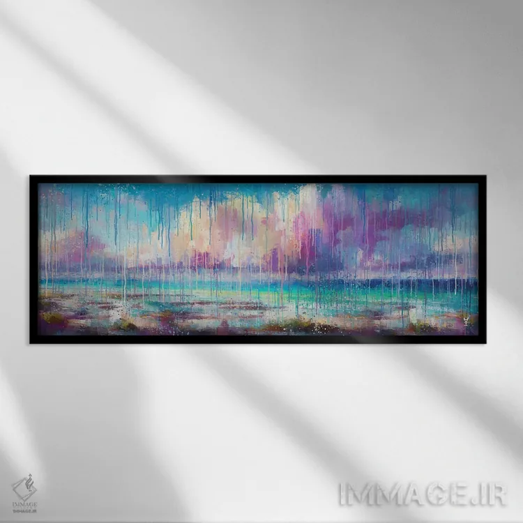 تابلو انتزاعی نجواهای ساحل اثر وان کردی - نمای قابدار مشکی