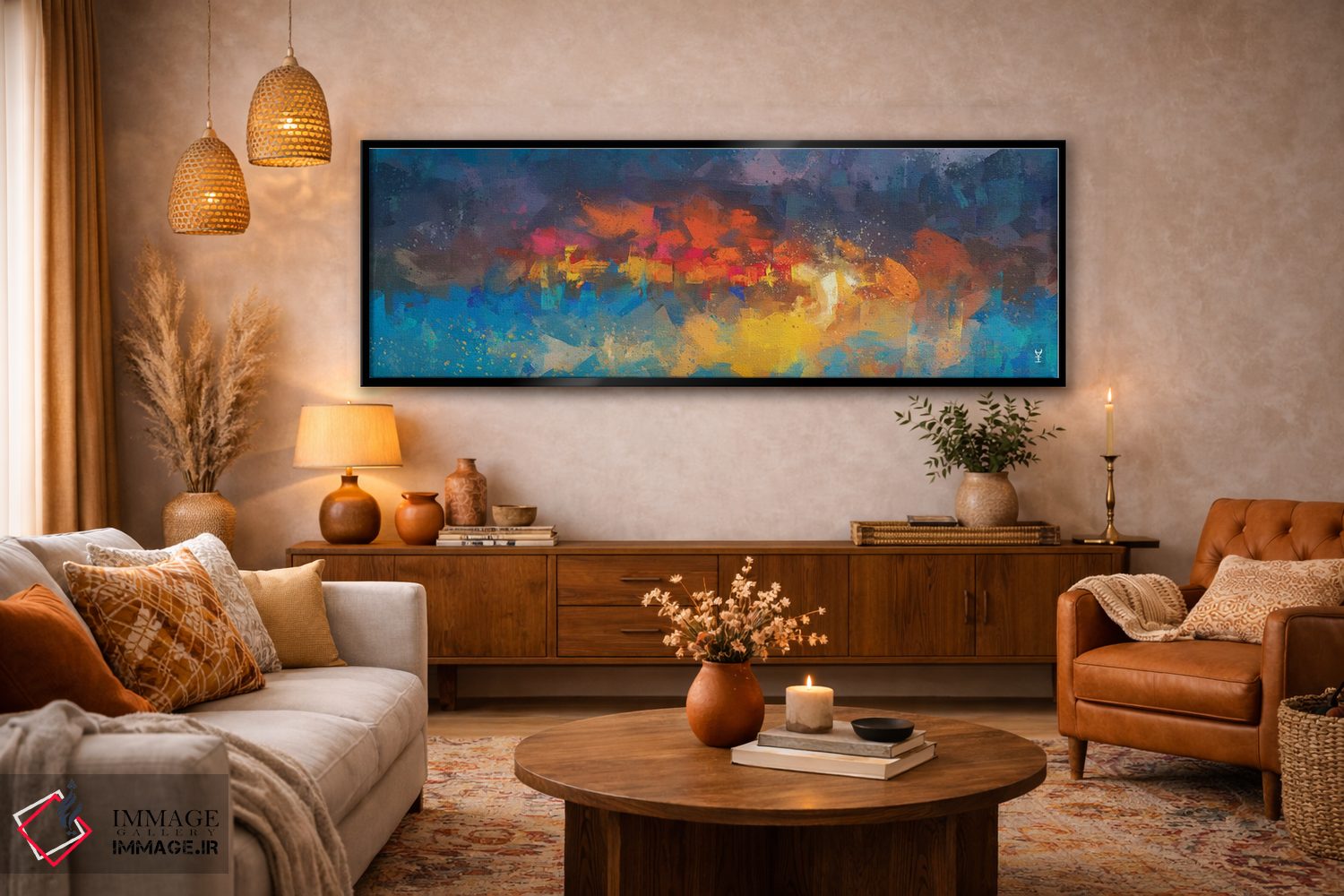 تابلو انتزاعی برخاستن ققنوس اثر وان کردی - D5B