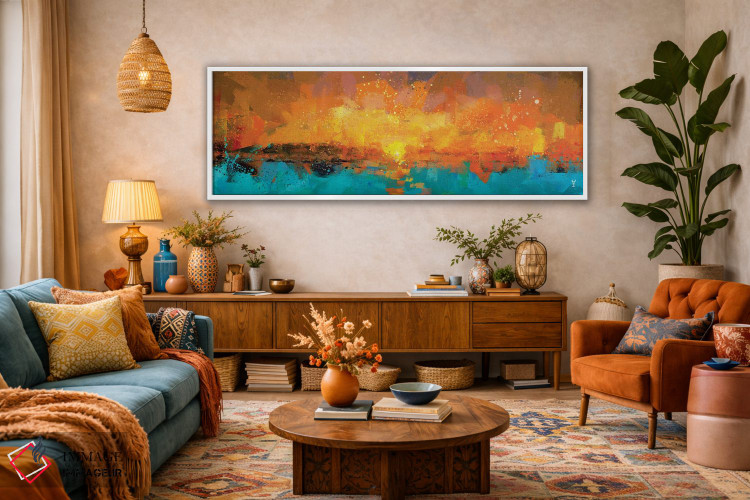 تابلو دکوراتیو طلوع نارنجی اثر وان کردی - D1W