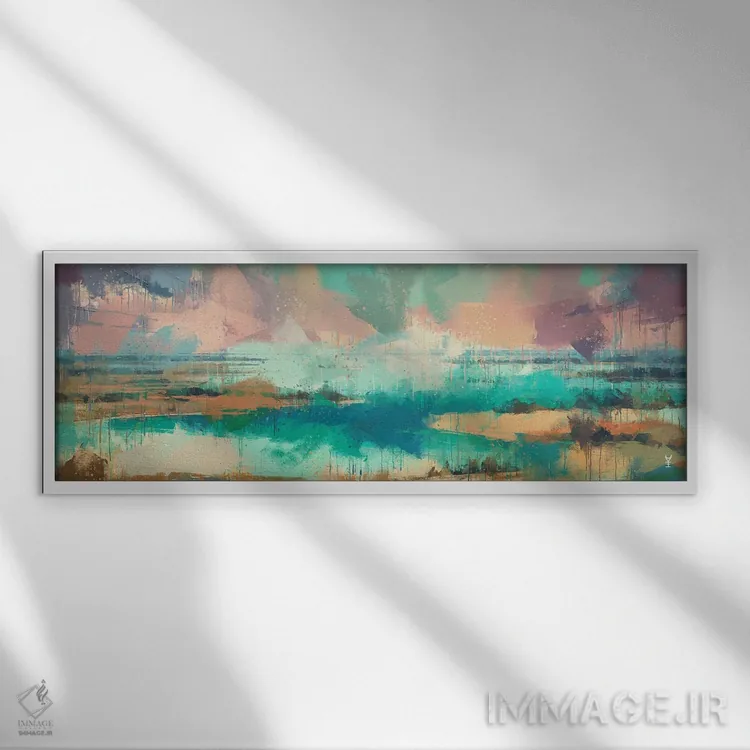 تابلو انتزاعی سواحل زودگذر اثر وان کردی - نمای قابدار سفید