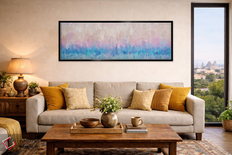 تابلو انتزاعی بارش پاستلی اثر وان کردی - D6B