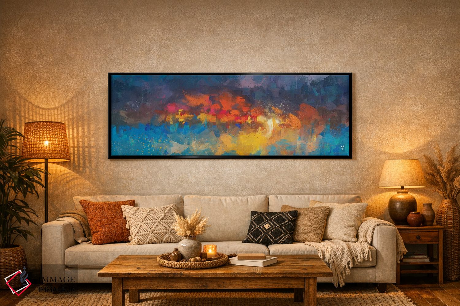 تابلو انتزاعی برخاستن ققنوس اثر وان کردی - D6B