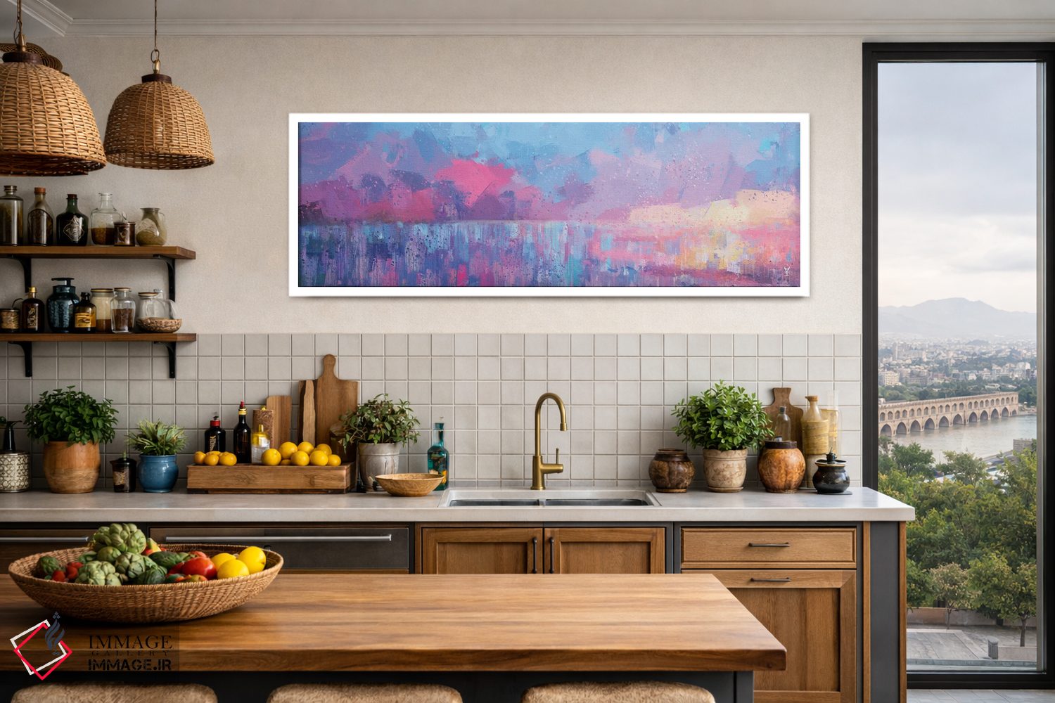 تابلو دکوراتیو طلوع انتزاعی اثر وان کردی - D3W